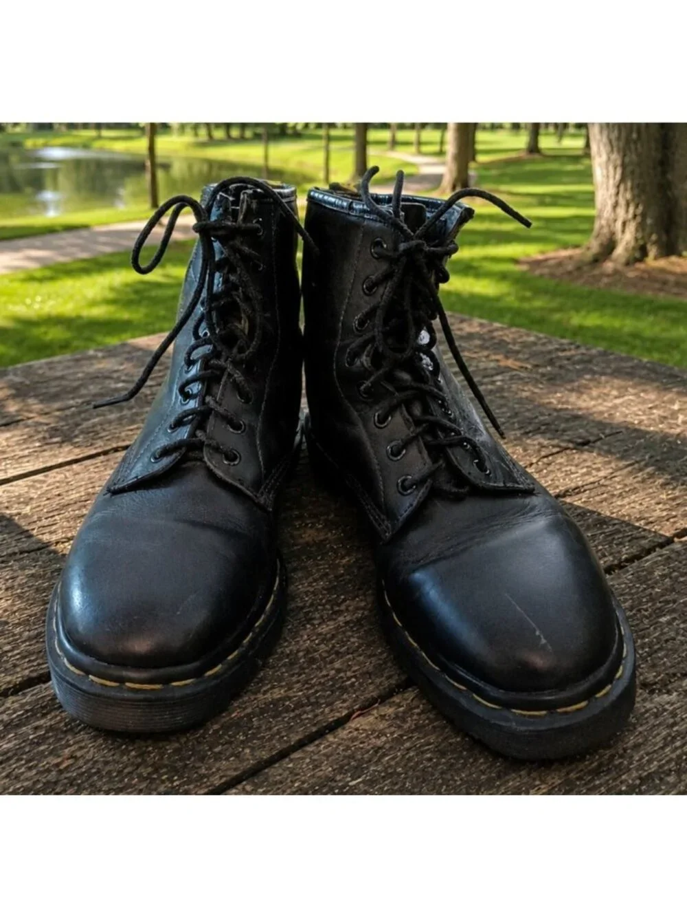 Dr. Martens Vintage 1460 Made in England Black Leather 8 Eye Combat Boots Mens 9